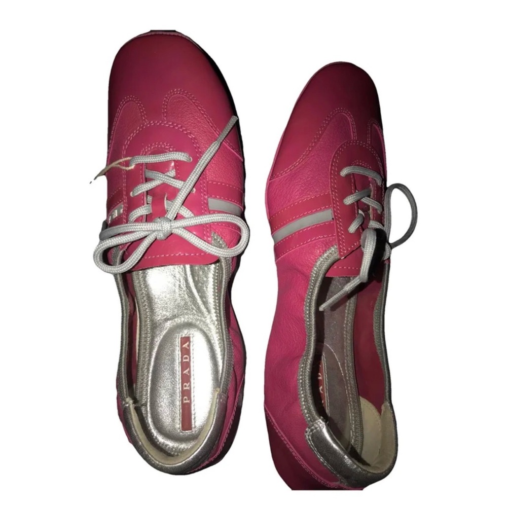 Prada laced up ballet flats
